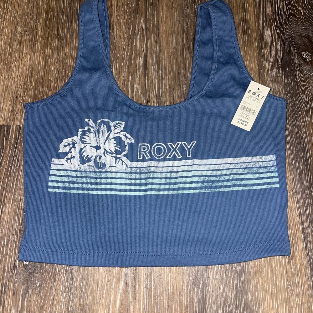 Roxy Blue Crop Top with Floral Design